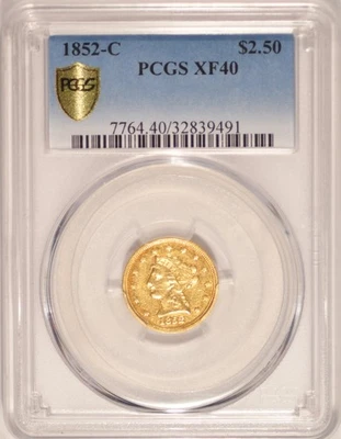 1852-C $2.50 Liberty Gold Quarter-Eagle Coin PCGS XF40 Charlotte Mint Pre-1933 - Image 1 of 4