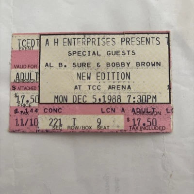 Nueva adición, AL B. Boleto Sure And Bobby Brown 5 de diciembre de 1988 Tucson, AZ Foto 1 de 2