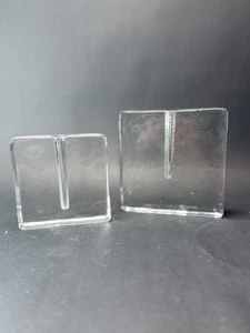 Vintage Wiesenthal Hutte Solifleur Block Vases Thick Textured Glass Set Of 2 - Picture 1 of 8