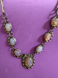 VINTAGE OPALESCENT beautiful multicolored stones hook CLASP - Picture 1 of 8