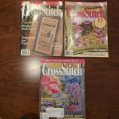 Lote de 3 revistas Just Cross Stitch diciembre 2001, abril 2008 y marzo/abr 2009 Foto 1 de 4