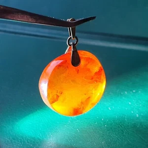 Soviet Amber Vintage Silver Pendant Kaliningrad USSR 1970 - Picture 1 of 19