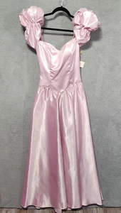 VTG 80s Prom Pink PUFFY BUBBLE SLEEVE Party Evening Prom Gown NEW NWT Size 10 - Picture 1 of 11