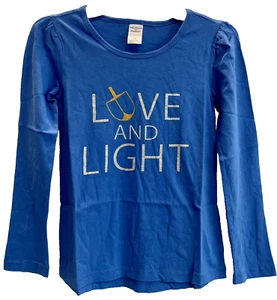 Girls Holiday Tee S (7/8) Blue Sparkle Dreidel Hanukkah ✨NEW✨ Nordstrom - Picture 1 of 6