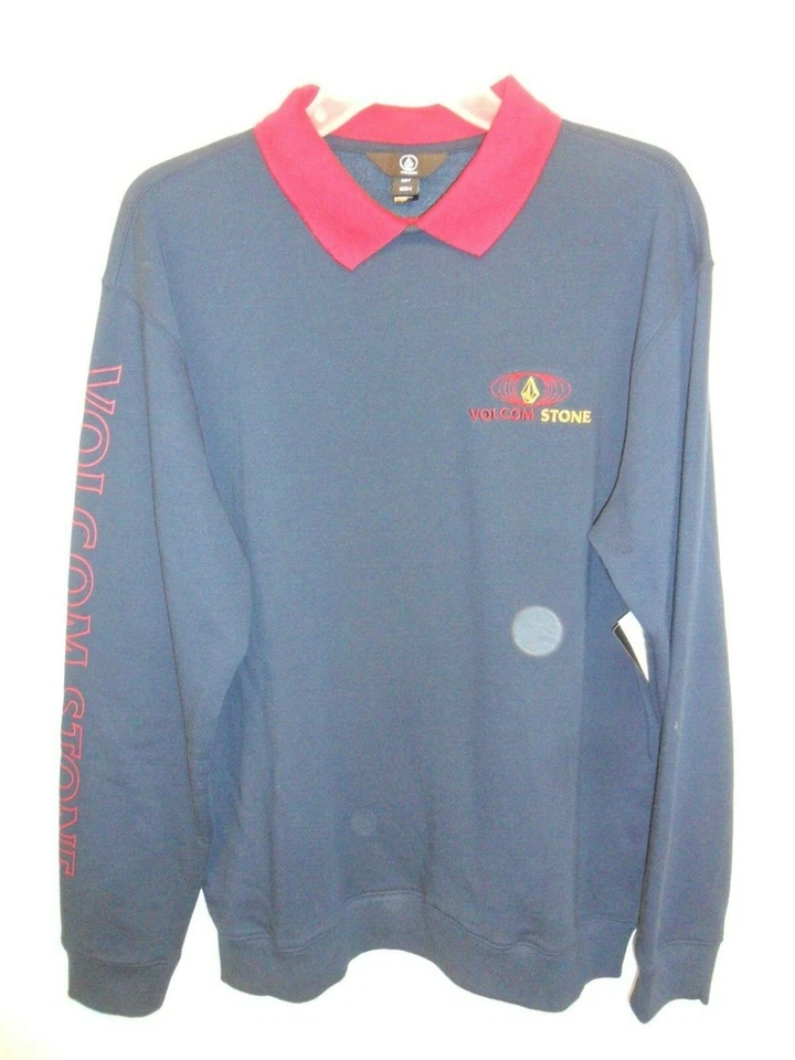 VOLCOM Men's Crewneck Polo Collared Sweater VOLOMETRICAL POLO - NVY - Small -NWT - Image 1 of 1