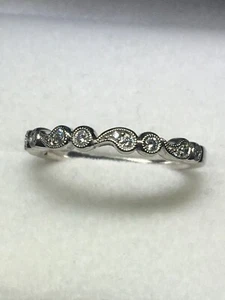 Art Deco Style SYLVIE (c) 14K White Gold 12 Brilliant Round Diamond Band (6 1/2) - Picture 1 of 10