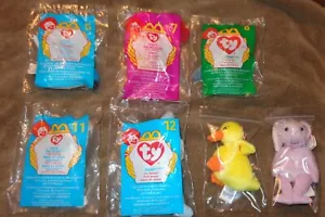7 McDonalds Ty Beanie Babys Antsy Spunky Pinchers Mel Nuts Scoop Stretchy Peanut - Bild 1 von 10