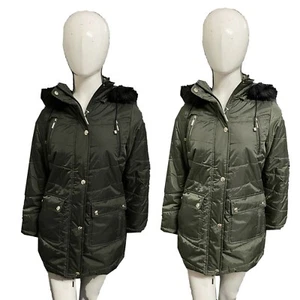 Girls Fur Collar Hooded Puffer Warm Winter Girls Cosy Quilted Padded Jacket Coat - Picture 1 of 3