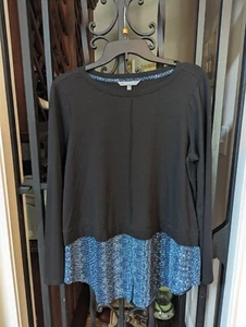 Daisy Fuentes - Black And Blue Tunic Top- SZ L- Used Once - Picture 1 of 3