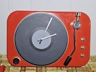 Record Player Clock Red 14 X 9 1/2 X 2 1/2