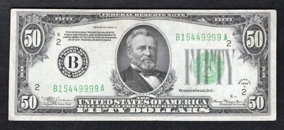 FR. 2103-B 1934-A $50 FRN FEDERAL RESERVE NOTE NEW YORK, NY CHOICE UNCIRCULATED - Image 1 of 2
