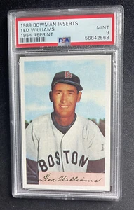 1989 Bowman Baseball Inserts Ted Williams 1954 Bowman Reprint PSA 9 Mint Red Sox - Picture 1 of 2