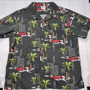 Vintage Barefoot In Paradise Herren Hawaiihemd Autos/Palmen - Erwachsene Größe Medium - Bild 1 von 6