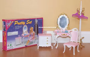 NEW GLORIA DOLL HOUSE FURNITURE Pretty Vanity With Coat Stand Playset (2315) - Picture 1 of 2