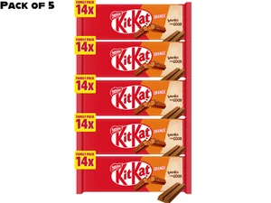 Kit Kat 2 Finger Orange Chocolate Biscuit Bar Multipack 14 Pack (Pack of 5) UK - Picture 1 of 3