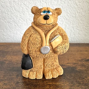 S Phillips Number 1 Doctor Bear Figurine Resin w/Bag Scope Dads Physician MD - Picture 1 of 9