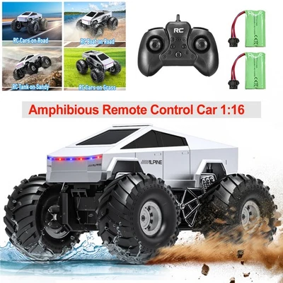 Tesla Amphibious Remote Control Car 1:16 Waterproof Truck RC Cars 4WD Off-Road - Image 1 of 4