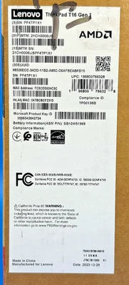 Lenovo ThinkPad T16 Gen1 R7P-6850U 16GB 512GB WiFi6E 16WUT W11P64 21CH0006US - Image 1 of 4