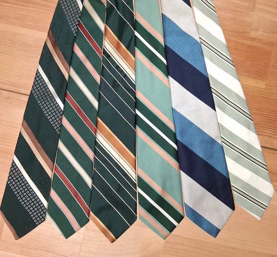 LOTE de 6 corbatas de cuello vintage a rayas don loper años 70 discoteca beau brummell madmen Foto 1 de 4