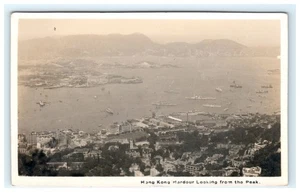 Frühe Echt Foto AK Hong Kong Hafen vom Gipfel 1930 - Bild 1 von 2
