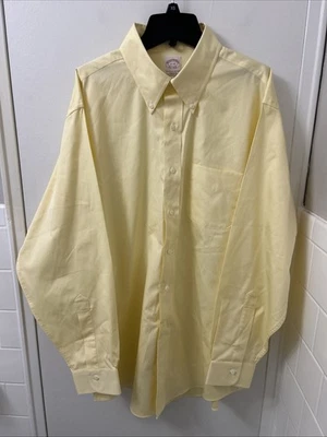 Camisa Polo Brooks Brothers Original Para Hombre 17 Amarilla Oxford Supima Abotonada L/S Foto 1 de 4