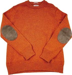 Wallace & Barnes Pullover Herren Medium Orange Shetland Wolle Strick Ellenbogen Patch Herbst - Bild 1 von 10