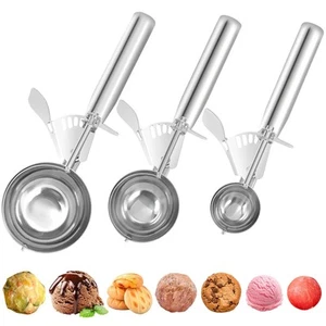 Cookie Scoops Set of 3 Ice Cream Scoop with Trigger 18/8 Stainless Steel, 3PC... - Picture 1 of 7