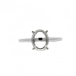 Minimalistischer Solitär Ring Halbfassung oval 11x9 mm in 14K Weißgold (51880-1) - Bild 1 von 6