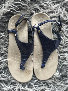 Vionic Kirra Blue Metallic Womens Size 7 Leather Sling Back Thong Sandals - Picture 1 of 6