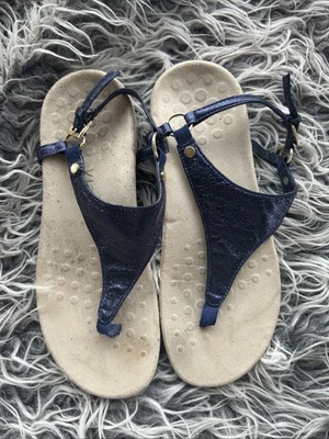Vionic Kirra Blue Metallic Womens Size 7 Leather Sling Back Thong Sandals - Image 1 of 4