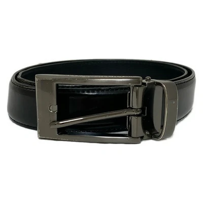 Auténtico cinturón de herrajes de cuero negro plateado Burberry Black Label Foto 1 de 4