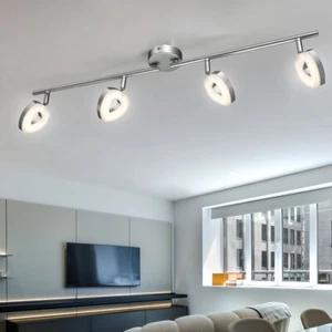Spot Lampada Da Soffitto Striscia LED Faretto Regolabile Metallo Nichel Opaco - Foto 1 di 10