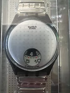 SWATCH Armbanduhr GM 129 Silver Plate 1994 Gehäuse Schwarz Flex Armband Silver - Bild 1 von 6