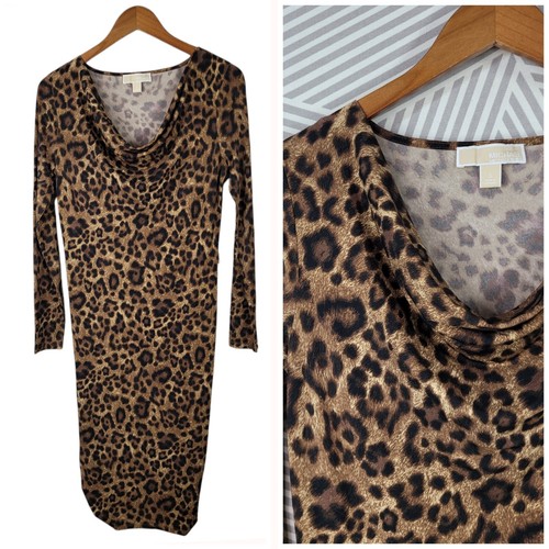 Abito slip Michael Kors taglia piccola increspato festa stampa animalier ghepardo leopardato