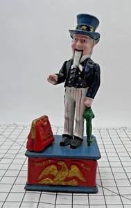 Uncle Sam Metall Gusseisen funktionierende mechanische Münzbank - Vintage - Bild 1 von 10