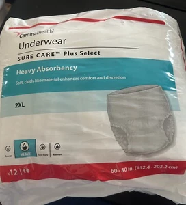12 Pairs Heavy Absorbency Underwear- Size 2XL (60-80 in) - Picture 1 of 1