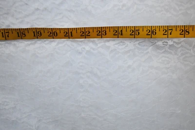 WHITE  FLORAL LACE  SHEER   100%  POLYESTER  FABRIC 3 YARDS   X 42 INCHES - Image 1 of 2