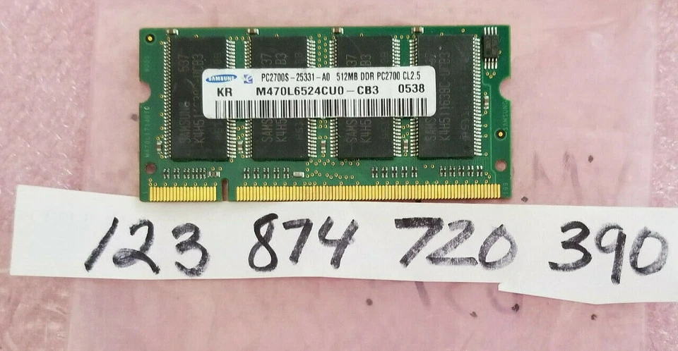  512MB  2X16  DDR PC2700S 333MHZ  CL2.5  200PIN DUAL  RANK 32X16 NON-ECC UBDIMM - Image 1 of 1