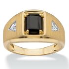 Natural Black Onyx Gemstone With 14K Gold Plated Silver Ring For Men's #1209