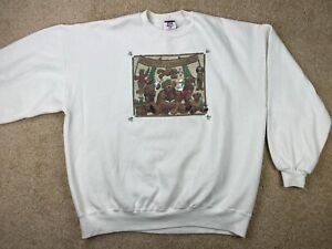 Vintage Jerzees Pullover Sweater Men's 3X Made in USA Christmas Bears White