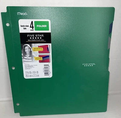 Bosque verde cinco estrellas. 1 carpeta de archivos con 4 bolsillos. Azul/verde. Nuevo con etiquetas Foto 1 de 4