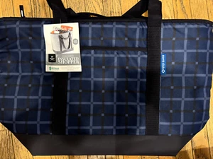 Sams Club Cooler Tote 25x17 Insulated Shopping Bag Navy Blue Geometric RARE NEW - Picture 1 of 15