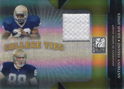 2006 Donruss Elite College Ties Julius Jones Anthony Fasano Jsy 46/49 Notre Dame - Image 1 of 2