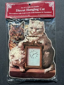 B. Shackman ~ 1993 gestanzte hängende Katze Dekorationen ~ neu versiegelt in Verpackung - Bild 1 von 6