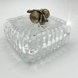 Antike geschliffene Glasschatulle mit quadratischem Deckel Schmuckkästchen - Bild 1 von 9