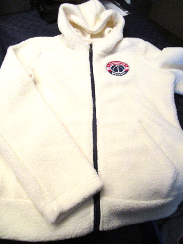 OFF WHITE NUOVA GIACCA CON CAPPUCCIO NBA G III WASHINGTON WIZARDS DONNA CON CERNIERA IN PILE BIANCA MED