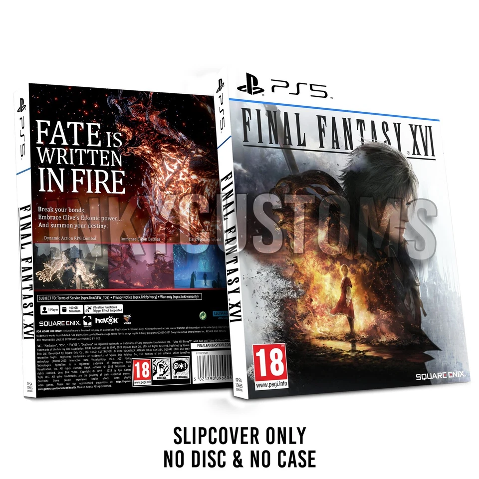 Final Fantasy XVI PS5 Custom Case Slip Cover Sleeve Only NO GAME - Image 1 of 1