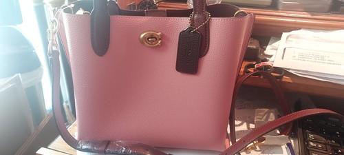 Coach Willow secchiello borsa borsetta borsetta pelle gomma da masticare rosa C8561 nuova