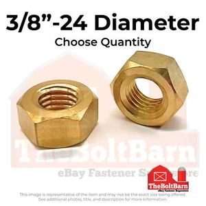 3/8"-24 Brass Finished Hex Nuts (Pick Quantity) - Picture 1 of 7