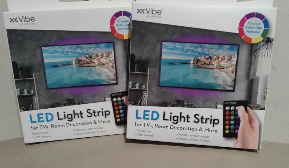 2 X RGB LED Light Strip Multi-color 39 Inch W Remote VIBE E-ssential